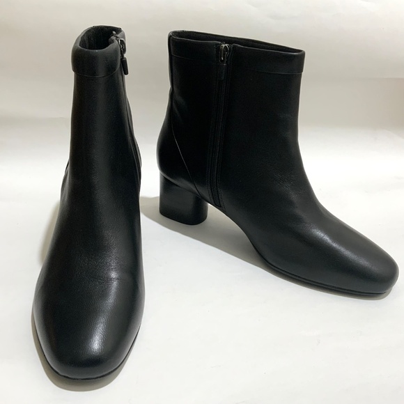 Clarks Un Cosmo Up Womens Black Leather Ankle Boots Zipper Block Heel Booties 9 - Picture 7 of 12